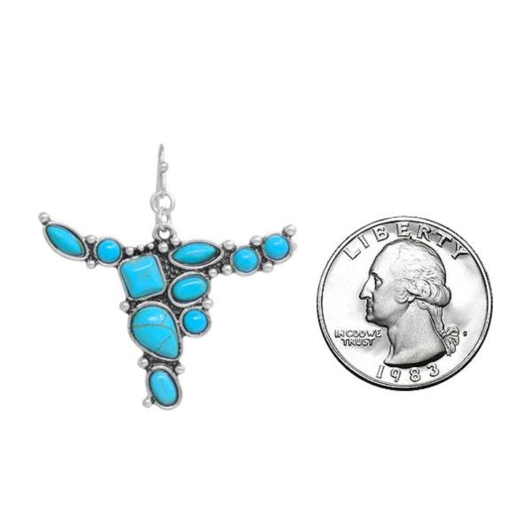 WESTERN STEER HEAD WITH SEMI STONE EARRING