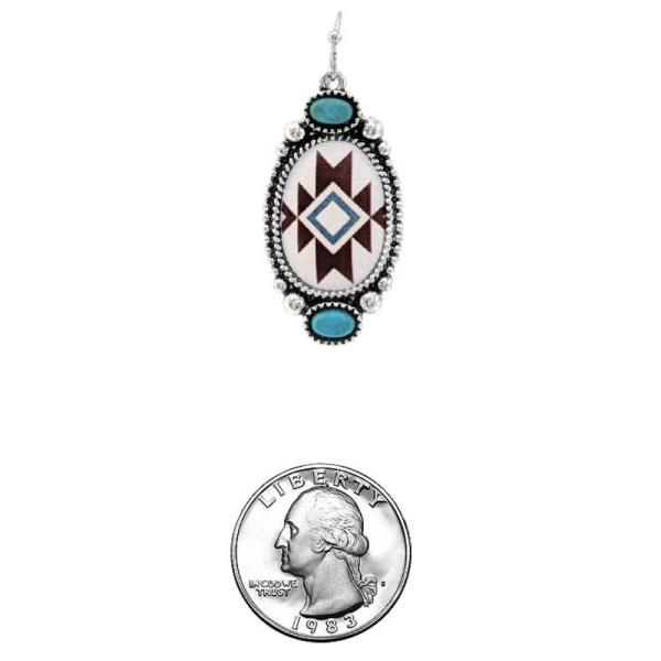AZTEC WESTERN PRINT SEMI STONE EARRING