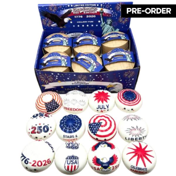 ETA-5/31 USA AMERICAN 1776-2026 GALAXY PUFF PATRIOTIC SQUISHY BALL TOY
