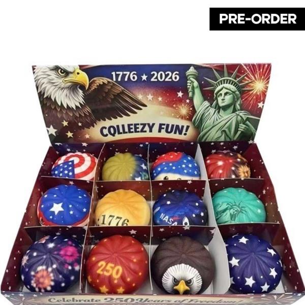 ETA-5/31 COLLEEZY FUN USA AMERICAN PATRIOTIC SQUISHY BALL TOY (12 UNITS)