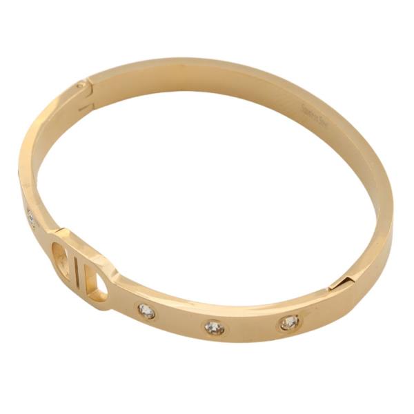 GOLD PLATED STAINLESS STEEL HINGED BANGLE BRACELETS