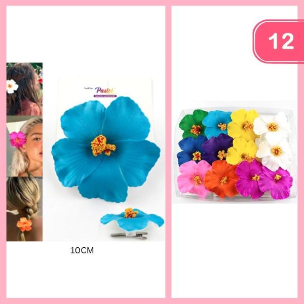 HIBISCUS FLOWER HAIR CLIPS (12 UNITS)