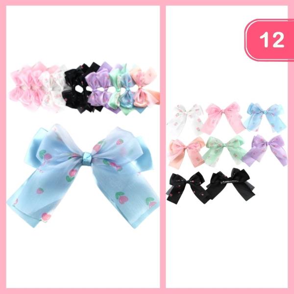 STRAWBERRY RIBBON SHEER BOW (12 UNITS)