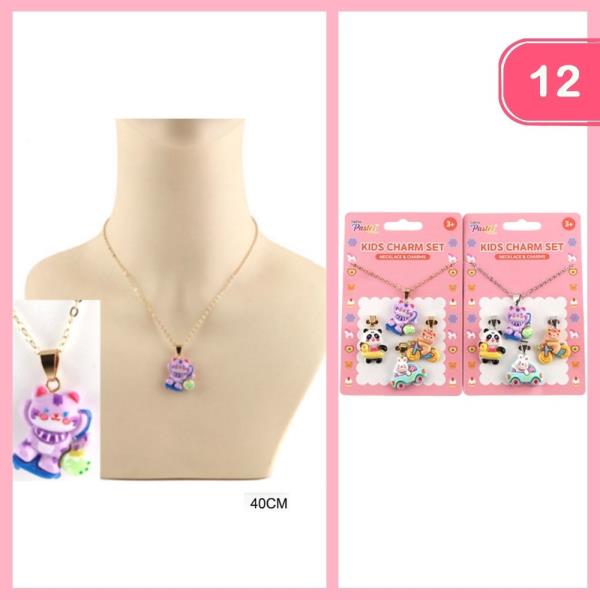 CUTE ANIMAL CHARM NECKLACE SET (12 UNITS)