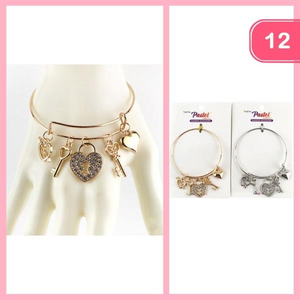LOCK HEART CHARM BRACELET (12 UNITS)