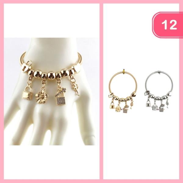 LOCK FLOWER CHARM BRACELET (12 UNITS)