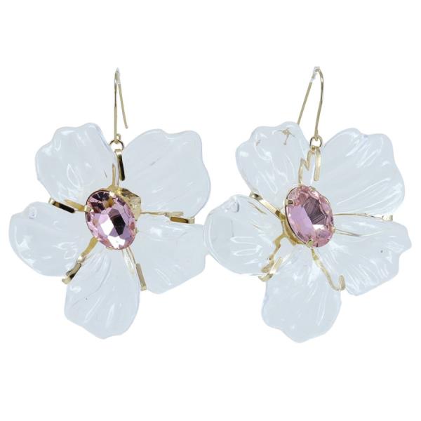 FLOWER CRYSTAL STONE DANGLE EARRING