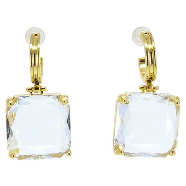 CRYSTAL STONE SQUARE DANGLE EARRING