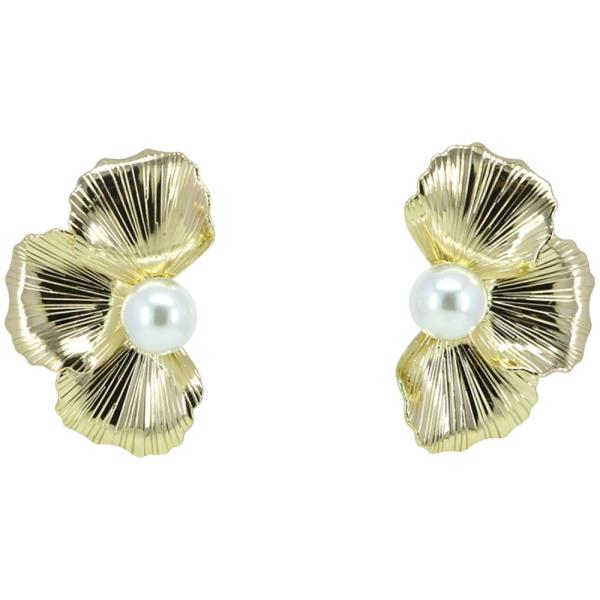 PEARL FLOWER STUD EARRING