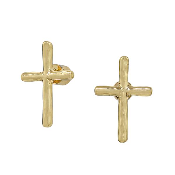 HAMMERED TEXTURE METAL CROSS SHAPED STUD