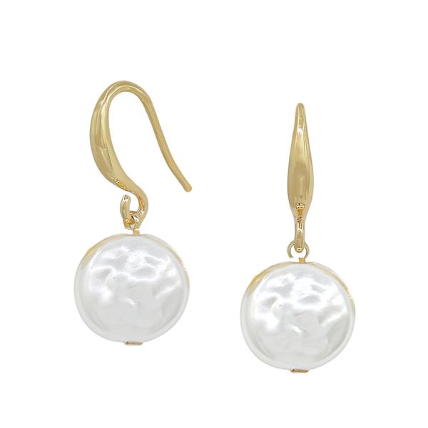 COIN PEARL ACCENT FISH HOOK EARRINGS