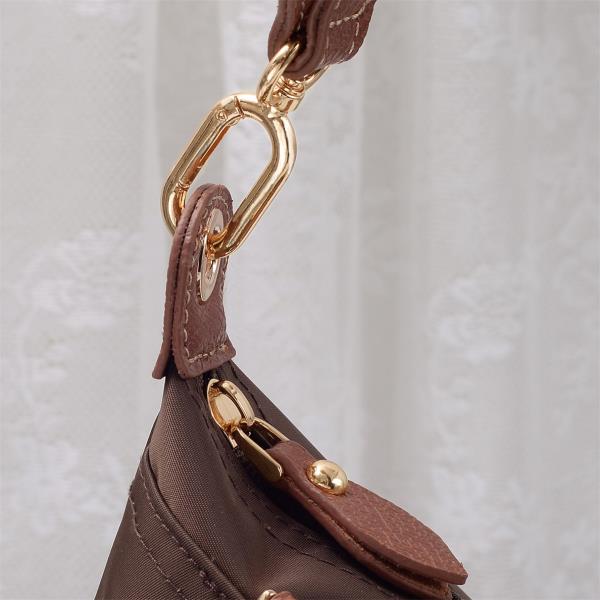 FAUX LEATHER FLAP NYLON CROSSBODY BAG