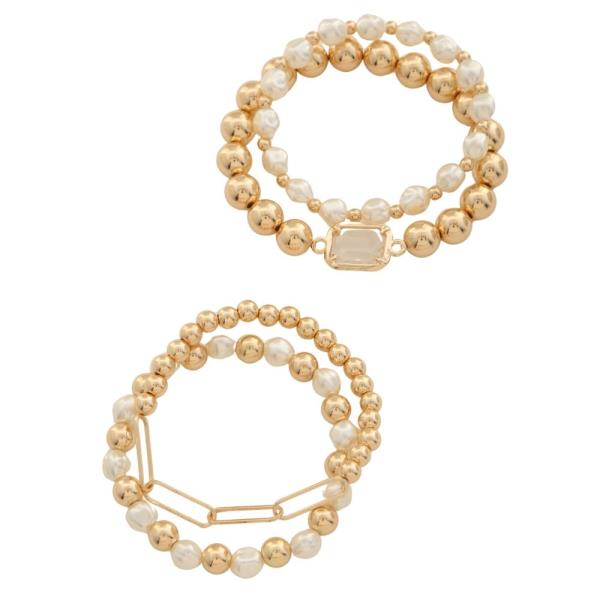 PEARL MULTI STRAND STRETCH BRACELET SET