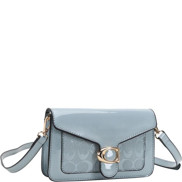 FAUX LEATHER MONOGRAM PATTERN BUCKLE CROSSBODY BAG WALLET SET