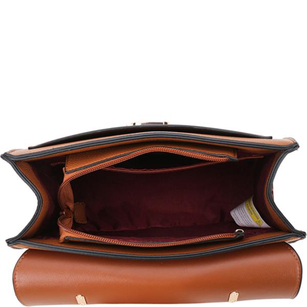 FAUX LEATHER METAL BUCKLE TOP HANDLE SATCHEL BAG WALLET SET