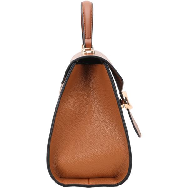 FAUX LEATHER METAL BUCKLE TOP HANDLE SATCHEL BAG WALLET SET
