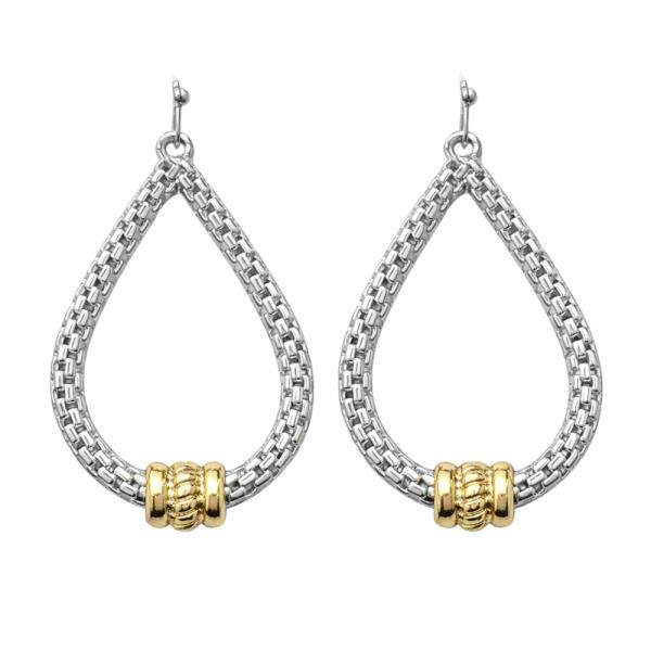 TEXTURED METAL TEARDROP DANGLE EARRING