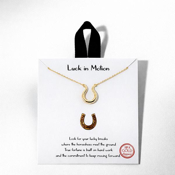 18K GOLD DIPPED LUCK IN MOTION HORSESHOE NECKLACE