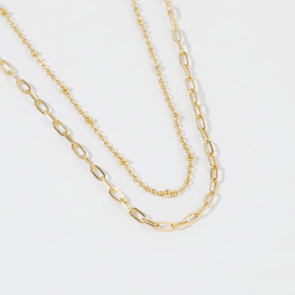 18K GOLD DIPPED BE POSITIVE / SATELLITE & LINKED LAYERED NECKLACE