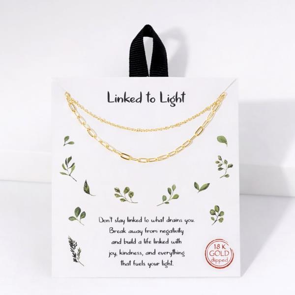 18K GOLD DIPPED BE POSITIVE / SATELLITE & LINKED LAYERED NECKLACE