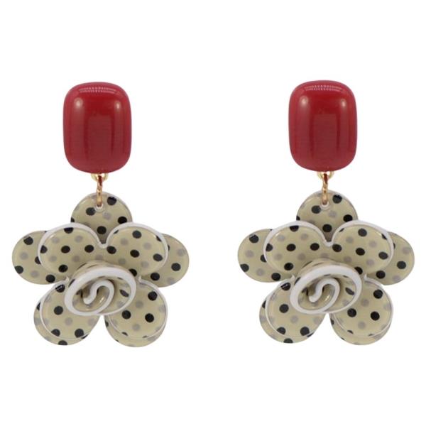 ACRYLIC POLKA DOT FLOWER EARRING