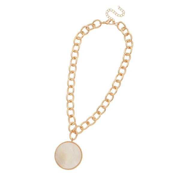 METAL CHAIN STONE PENDANT NECKLACE