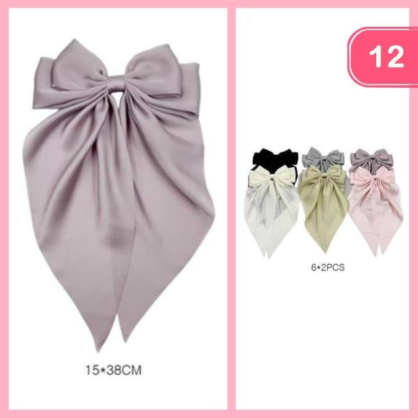 SILK LIKE LONG TAIL HAIR BOW (12 UNITS)