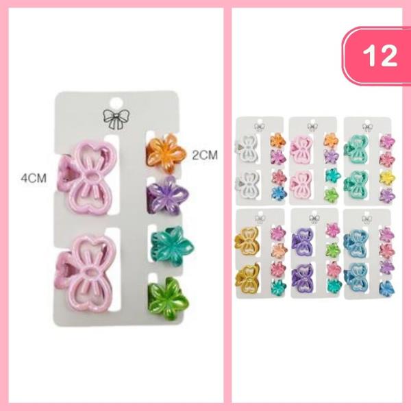FLOWER BOW HAIR CLAW CLIPS (12 UNITS)