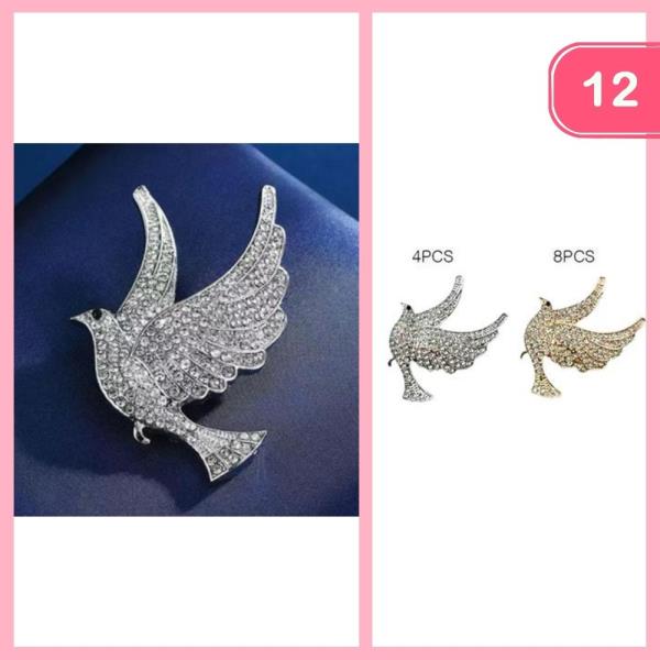 RHINESTONE DOVE BROOCH (12 UNITS)