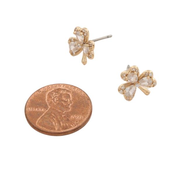 SECRET BOX 14K GOLD DIPPED CZ FLOWER POST EARRING