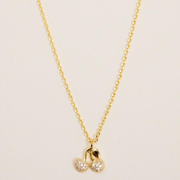 CHERRY SHAPED GOLD-DIPPED PENDANT SHORT NECKLACE
