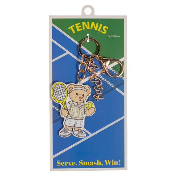 TEDDY BEAR SHAPED PLAYING TENNIS PATTERN PRINTED