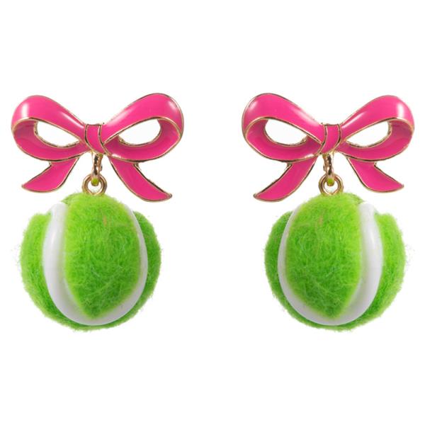 BOW W/ TENNIS BALL HYPOALLERGENIC TITANIUM POST EARRING