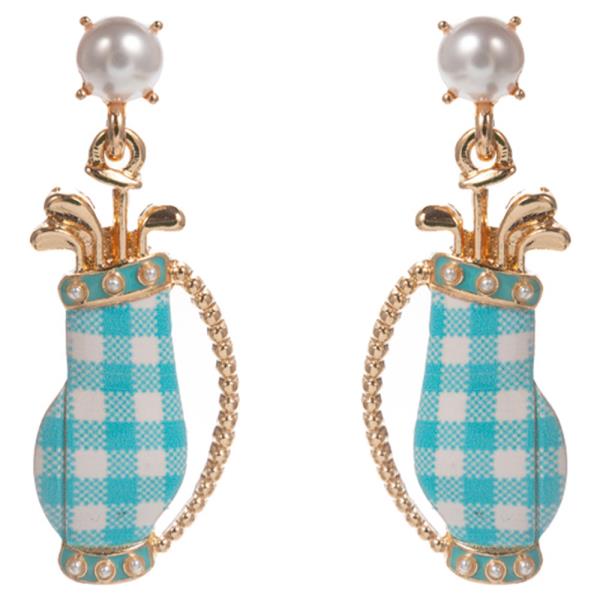 GOLF BAG W/ PATTERN PRINTED  HYPOALLERGENIC TITANIUM EARRING