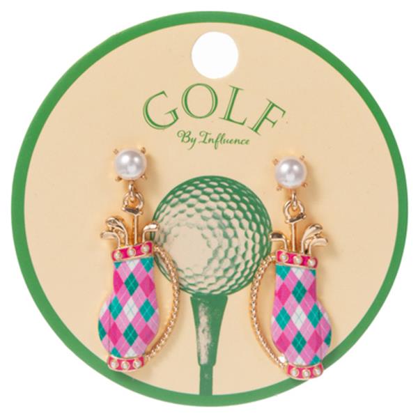 GOLF BAG W/ PATTERN PRINTED  HYPOALLERGENIC TITANIUM EARRING