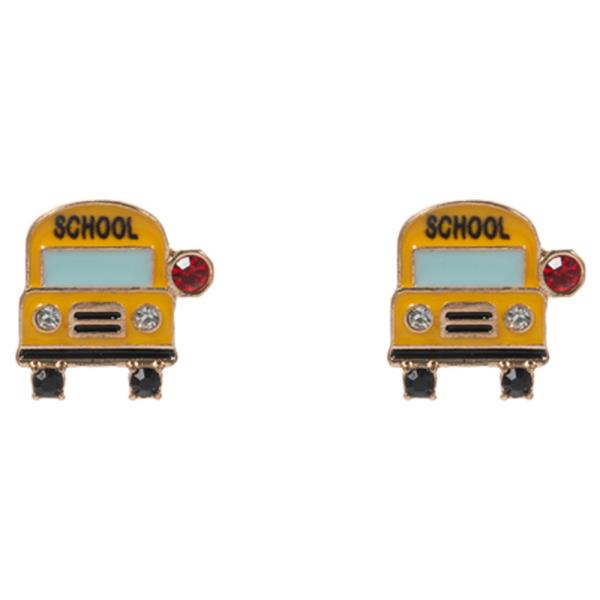 SCHOOL BUS W/  ENAMELED PENCIL SET EARRING