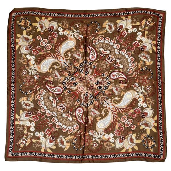 DARK BOHEMIAN PAISLEY BORDER PRINT SATIN SCARF