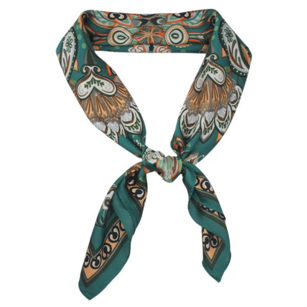 DARK BOHEMIAN PAISLEY BORDER PRINT SATIN SCARF