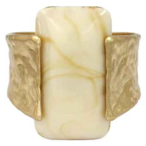 HAMMERED METAL RESIN STONE CUFF BRACELET