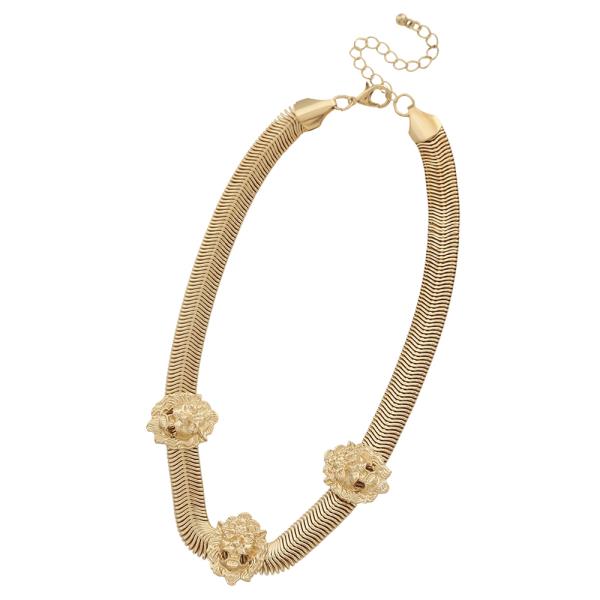 SDJ VINTAGE TRIPLE LIONHEAD METAL NECKLACE
