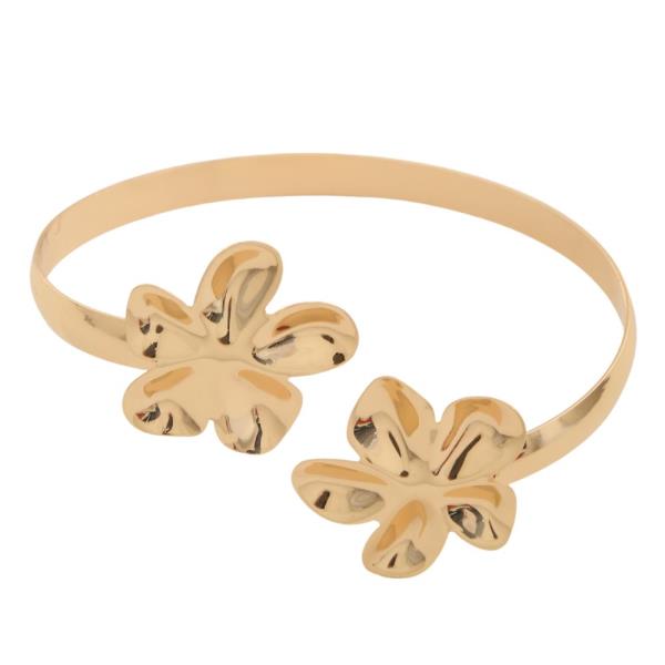 METAL FLOWER OPEN CUFF BRACELET