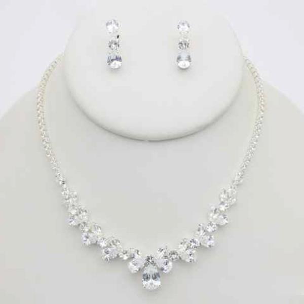 CZ STONE  NECKLACE EARRING SET