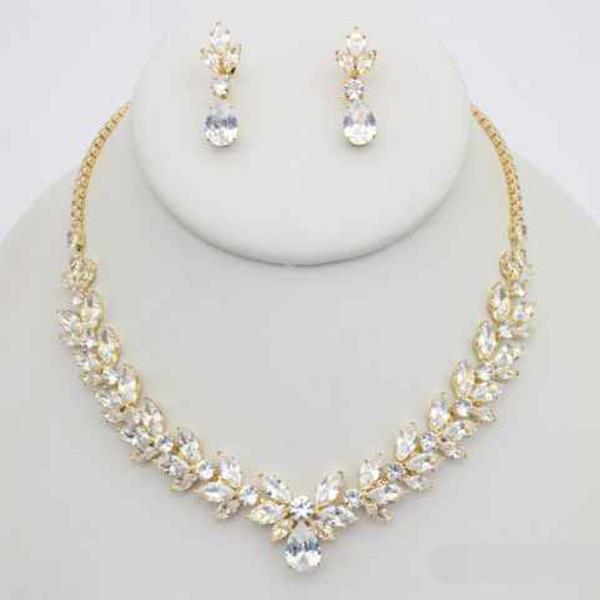 CZ STONE NECKLACE EARRING SET