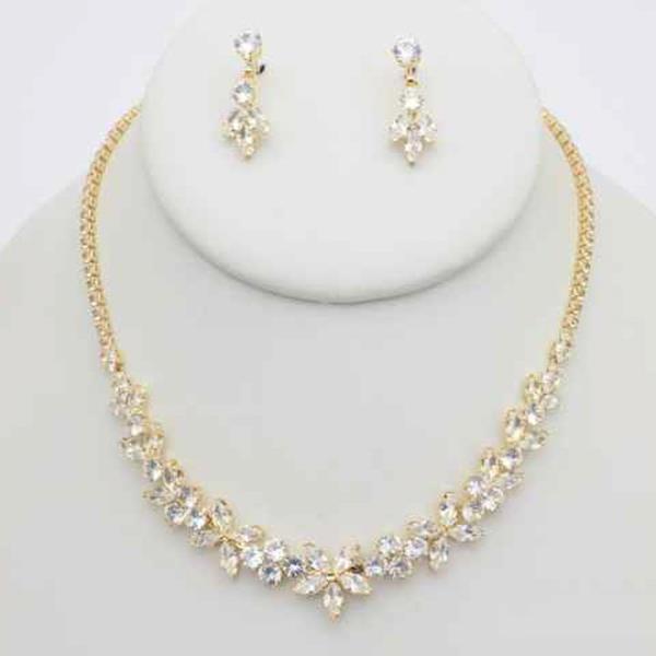 CZ STONE NECKLACE EARRING SET