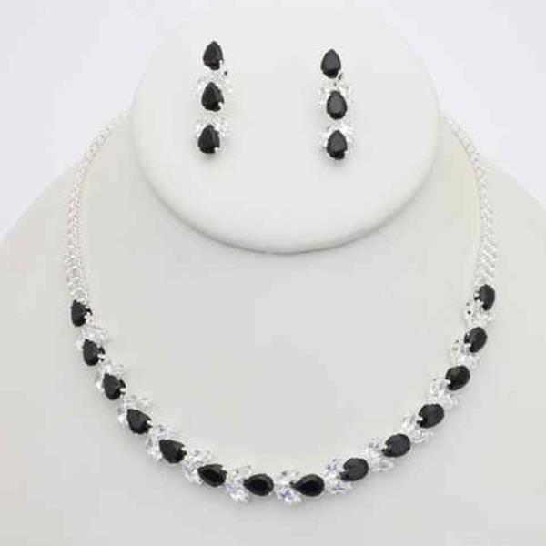 CZ STONE NECKLACE EARRING SET