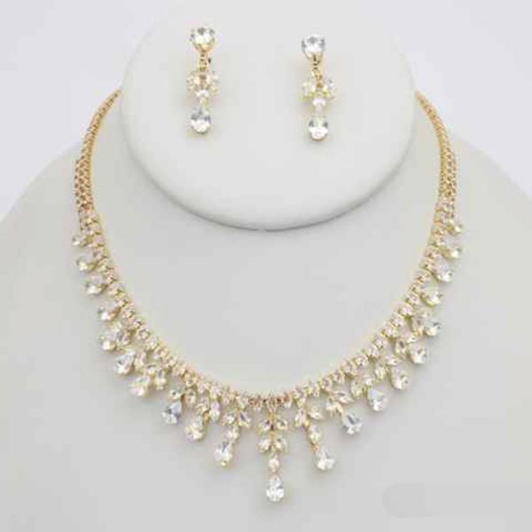 CZ STONE NECKLACE EARRING SET