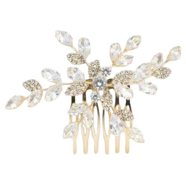 CZ STONE LEAF HAIR COMB