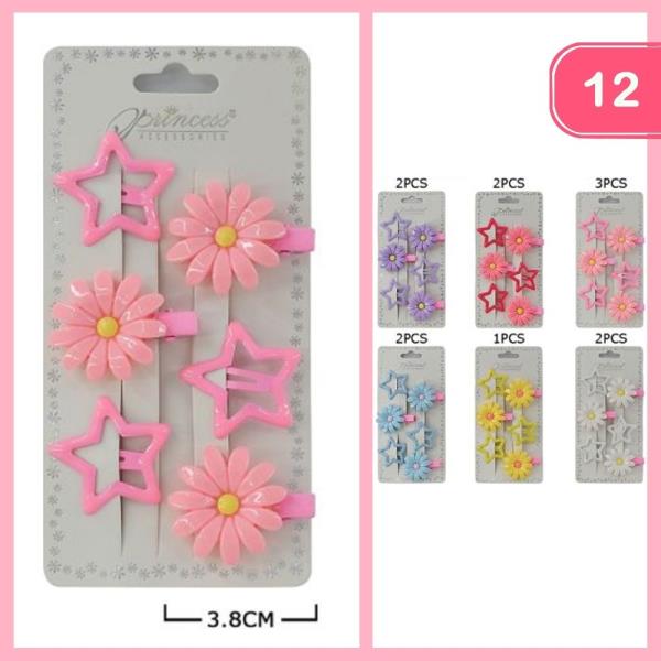 FLOWER STAR HAIR SNAP CLIP (12 UNITS)