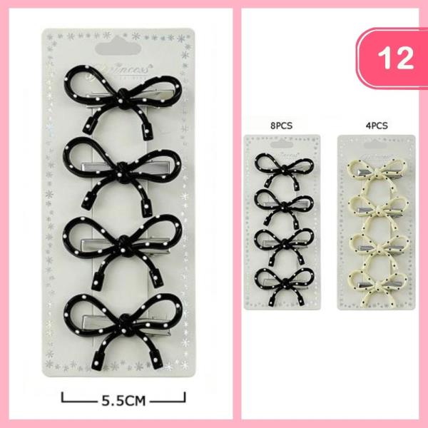 POLKA DOT HAIR BOW CLIP (12 UNITS)