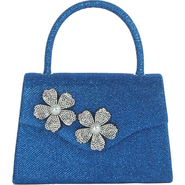 RHINESTONE FLOWER SATCHEL CLUTCH EVENING BAG